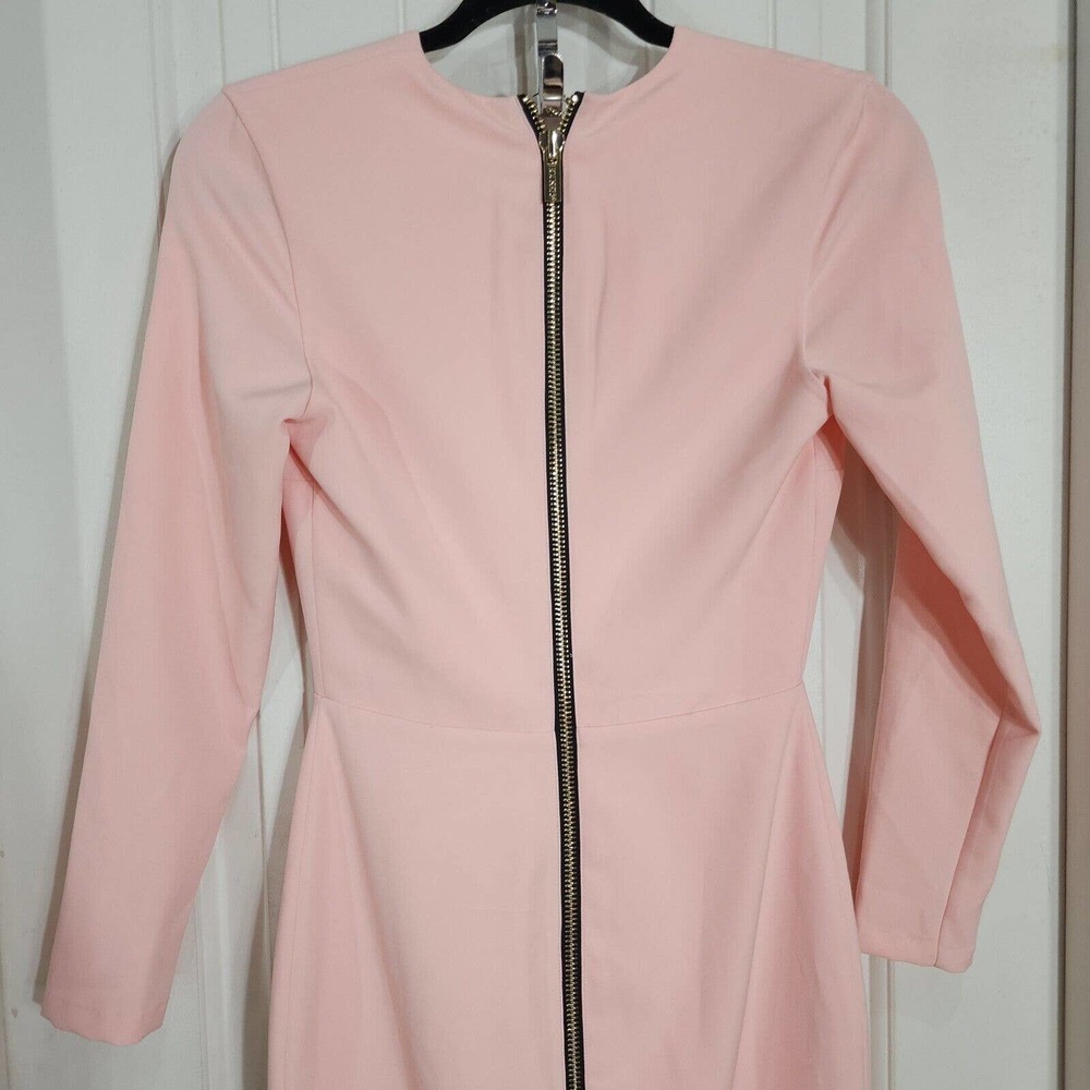 House of CB Womens Dress Dominique Baby Pink Full Zip Deep V Neck Bodycon Sz XS - Picture 10 of 12
